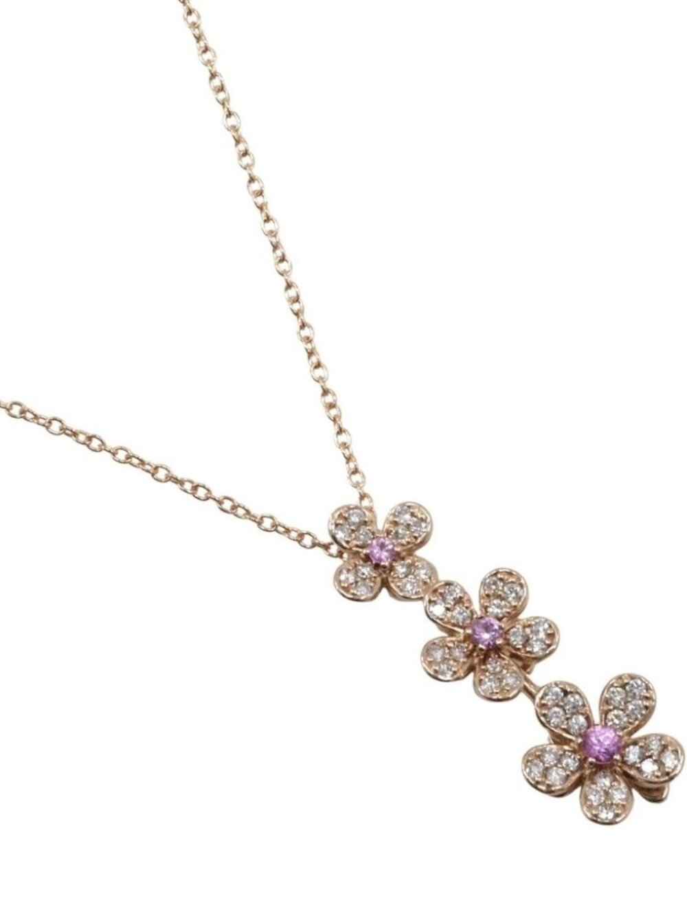Ponte Vecchio flour Necklace K18 Pink Gold/Pink sapphire/diamond flour 4.9...